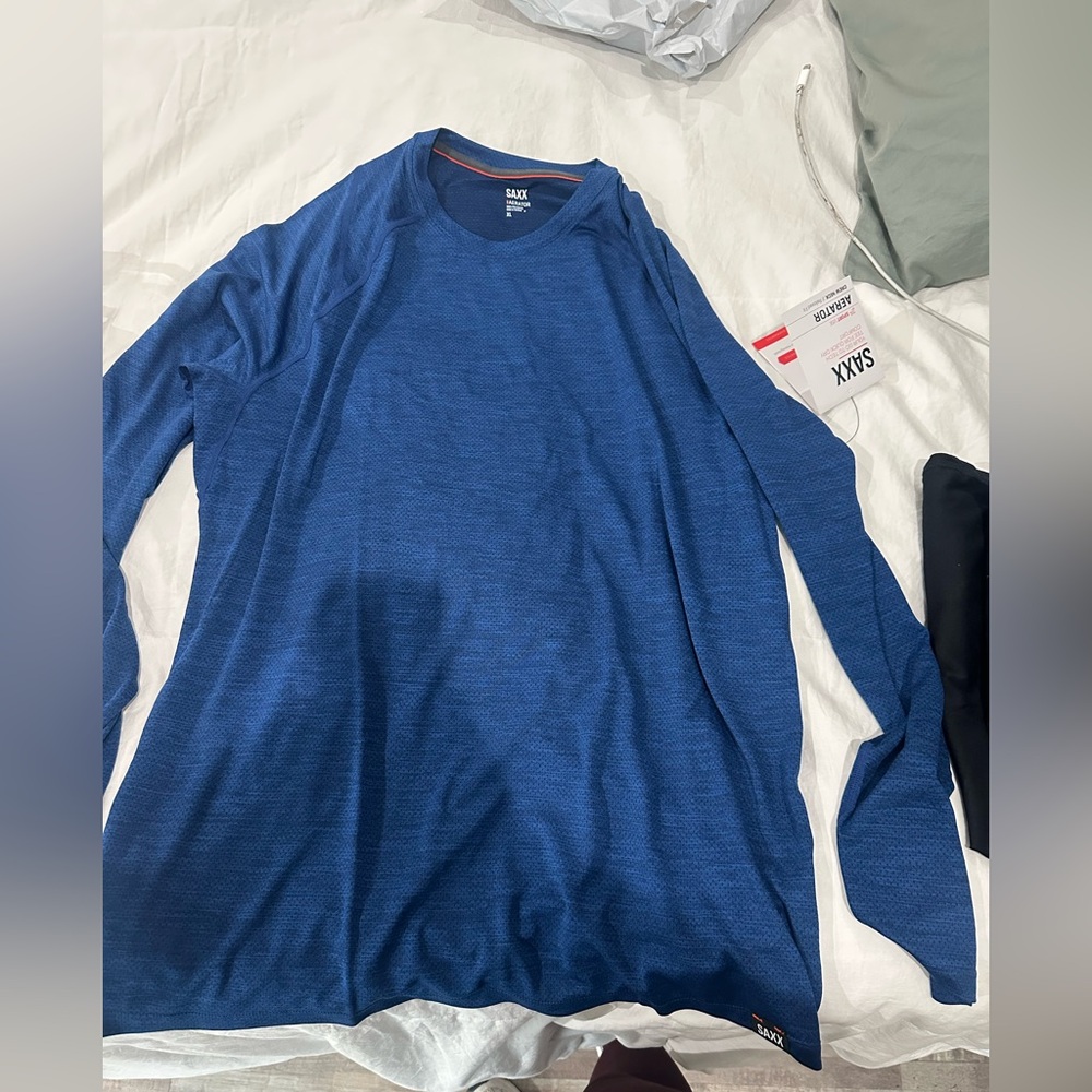 Saxx Men's Blue Aerator Long Sleeve Shirt